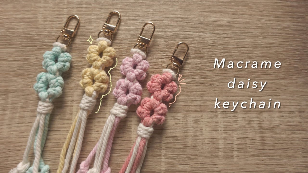 How to make macrame daisy keychain || yarnivora