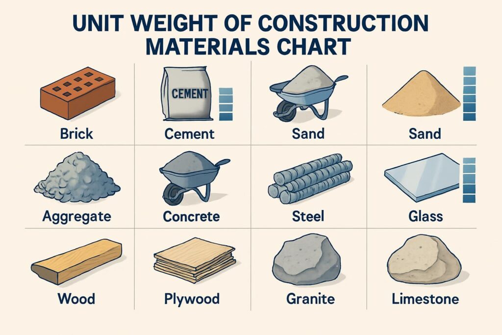 Unit Weight of Construction Materials Chart